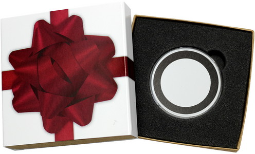 SilverTowne Natural Kraft Paper Gift Box with Maroon Bow Box Sleeve